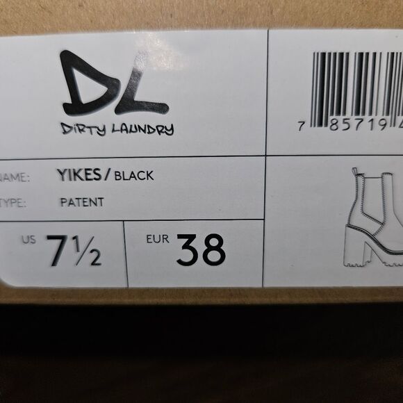 Dirty Laundry Yikes Boots Size 7.5  Black Patent Leather Ankle Lug Boot NEW - Picture 2 of 6